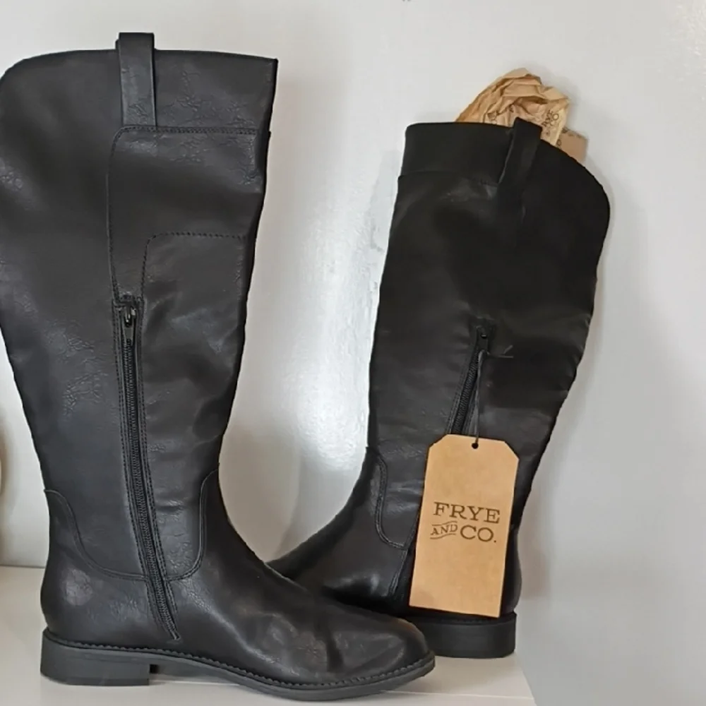 Frye and Co. Womens Giovanna Stacked Heel Riding Knee High Boots Women's 8.5